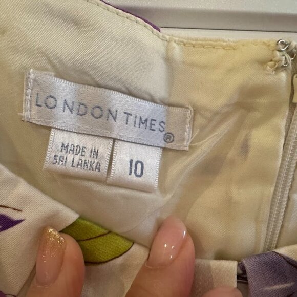 London Times Floral Sleeveless Dress - Size 10 - Picture 4 of 4